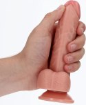 RealRock - Zakrzywione realistyczne dildo z jądrami i przyssawką 15,5 cm