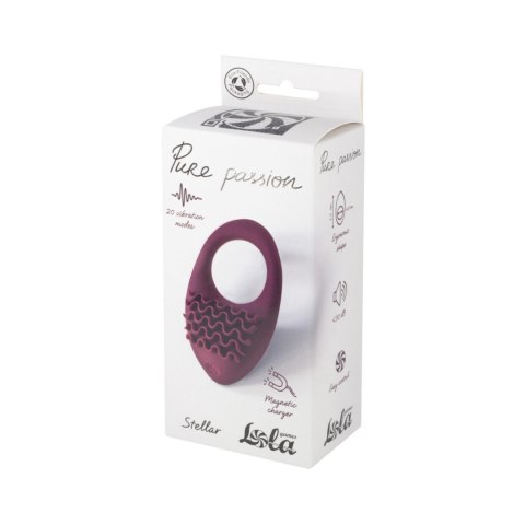 Rechargeable Vibro cockring Pure Passion Stellar Wine Red