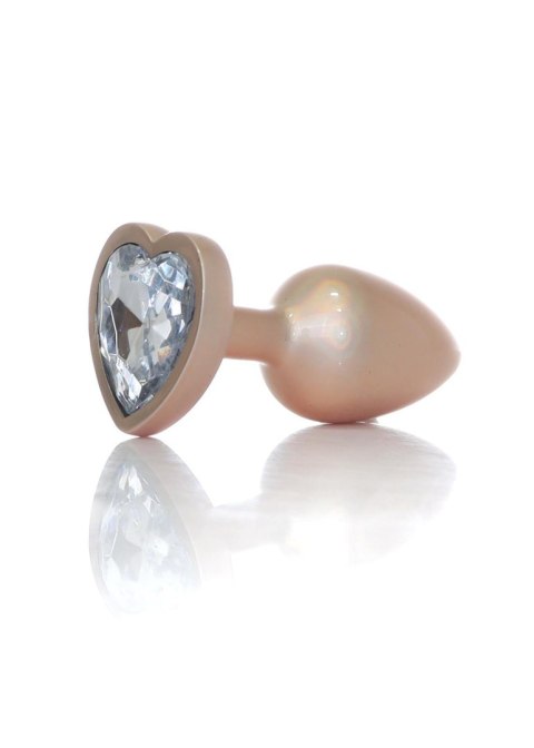 Plug-Jewellery Pearl Gold Heart PLUG- Clear S