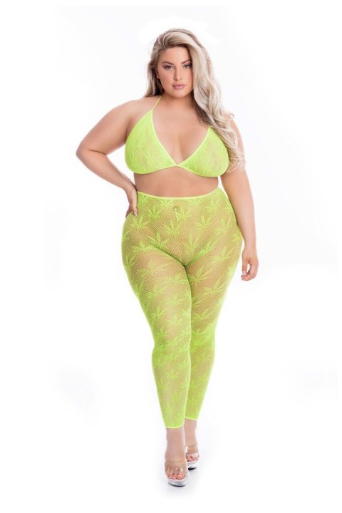 ALL ABOUT LEAF BRA SET GRN, PLUS SIZE