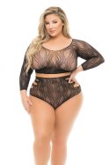 BACK ME UP 2PC SHORT SET BLACK, PLUS SIZE