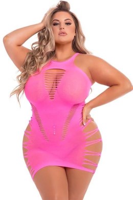 BACK2BASIXXX HI NECK DRESS PNK PLUS SIZE