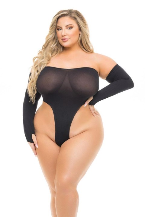 HIGH AF 2PC GLOVES & TEDDY SET BLACK, PLUS SIZE