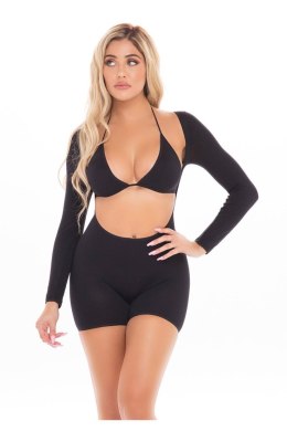 KNOCKOUT 2PC PLAYSUIT SET BLACK, OS