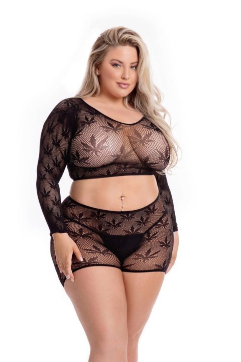 LEAF IT TO ME SHORT SET BLACK, PLUS SIZE