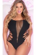 SLICE N DICE SEAMLESS BODYSUIT BLACK, PLUS SIZE