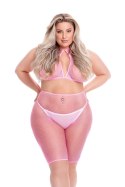 SUNSET GLOW BIKE SHORT SET PINK, PLUS SIZE