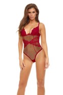 BOMBSHELL BOUDOIR PEEK A BOO TEDDY RED, L