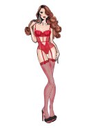 BOMBSHELL BOUDOIR STRAP OVERLAY TEDDY RED, M