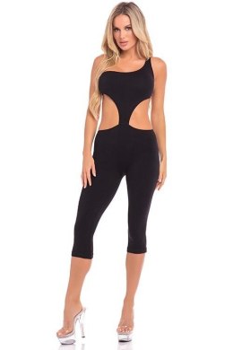 ONE SHOULDER CROPPED CATSUIT BLACK, M/L