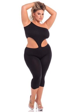 ONE SHOULDER CROPPED CATSUIT BLK, XL/2XL