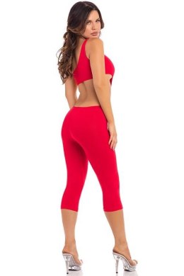 ONE SHOULDER CROPPED CATSUIT RED, M/L