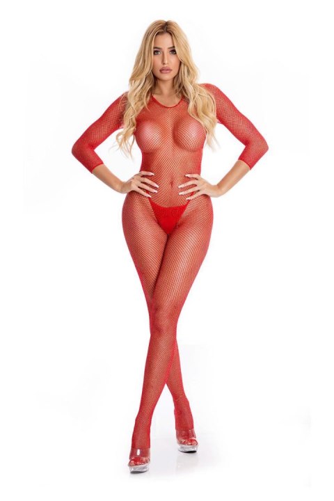 RISQUE CROTCHLESS BODYSTOCKING RED, S/M