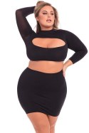 STOP & STARE 2PC SKIRT SET BLK, 3XL/4XL