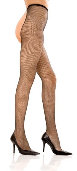 CROTCHLESS FISHNET PANTYHOSE BLACK, OS