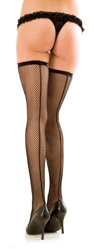 FISHNET THIGH HIGH W. BACKSEAM BLACK, OS