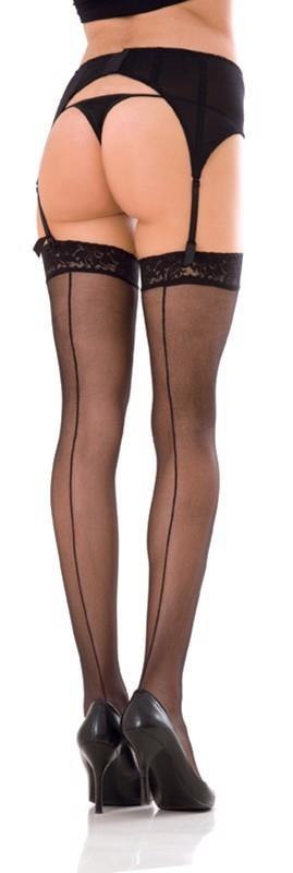 LACE TOP SHEER THIGH HIGH W. BACKSEAM