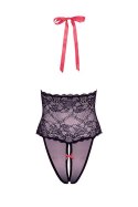 BARELY BARE V PLUNGE LACE & MESH TEDDY