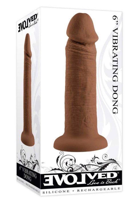 EVOLVED 6INCH VIBRATING DONG, DARK FLESH