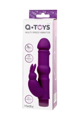 A-TOYS, Vibrator with clitoral stim, Silicone, Purple, 18 cm