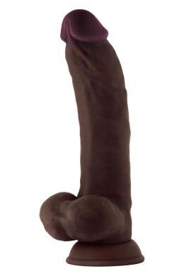 SHAFT MODEL C 9.5 INCH LIQUIDE SILICONE DONG WITH BALLS MAHOGANY