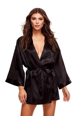 ALL SATIN ROBE BLACK, OS