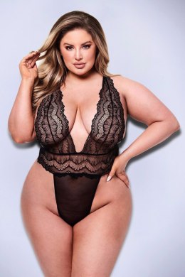 BACI SEXY DEEP V LACE TEDDY BLACK, QUEEN