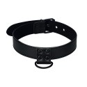 Bondage Fetish Black Matt Collar With Leash