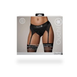 Vibrating Strap-on Thong with Adjustable Garters - M/L