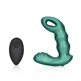 Beaded Vibrating Prostate Massager with Remote Control - Metallic Green