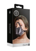 Head Harness with Mouth Cover and Breathable Ball Gag - Black