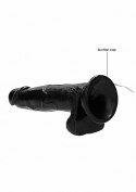 Vibrating Realistic Cock - 8"" - With Scrotum - Black