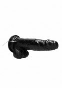 Vibrating Realistic Cock - 8"" - With Scrotum - Black