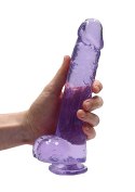 9"" / 23 cm Realistic Dildo With Balls - Purple