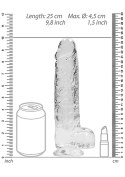 9"" / 23 cm Realistic Dildo With Balls - Transparent