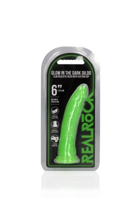 Slim Realistic Dildo with Suction Cup - Glow in the Dark - 6'' / 15,5 cm