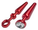 MALESATION Alu-Plug with handle & crystal medium, red