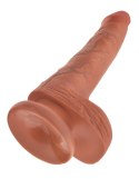 King Cock 6 Cock w Balls Tan